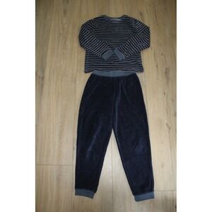 Monoprix Kids Navy Grey Striped Velour Loungewear Set Size 10 Years